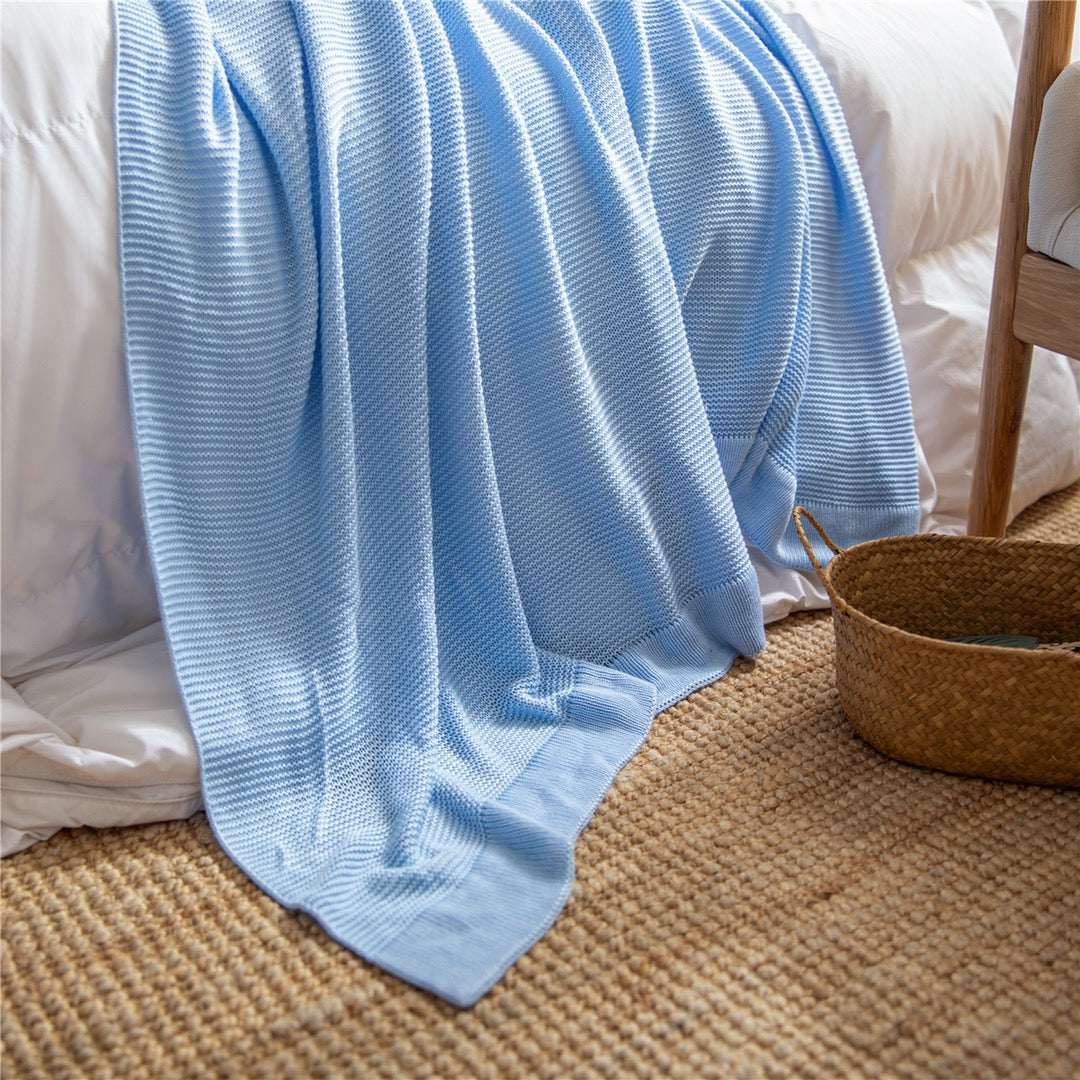 Soft Lightweight 100% Bamboo Fiber Knitted Throw Blanket for Summer