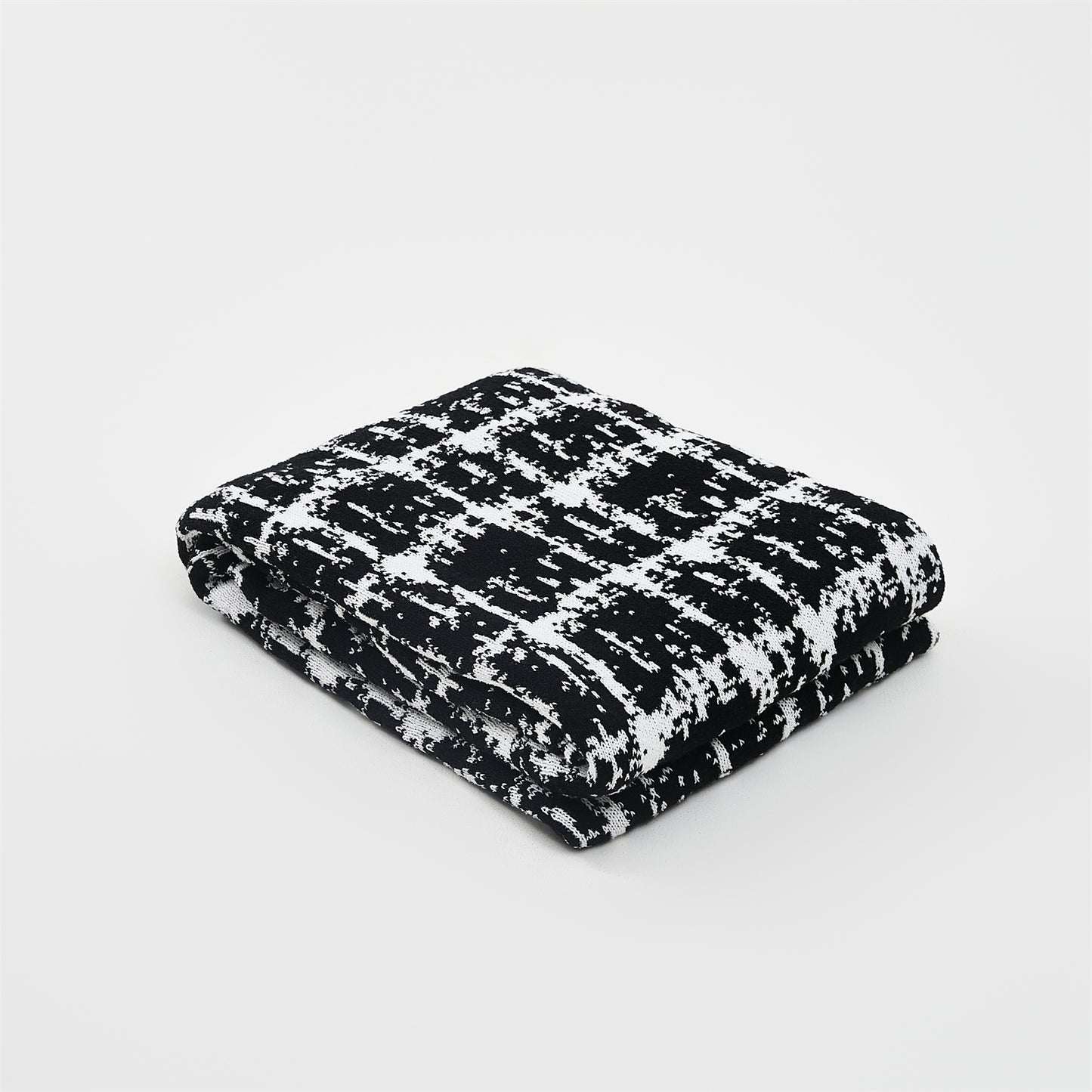 Soft Wool Blend Black and White Throw Blanket