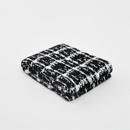 Soft Wool Blend Black and White Throw Blanket