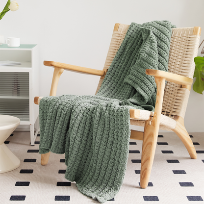 Solid Chunky Knit Throw Blanket for Couch Bedroom