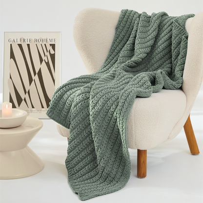 Solid Chunky Knit Throw Blanket for Couch Bedroom