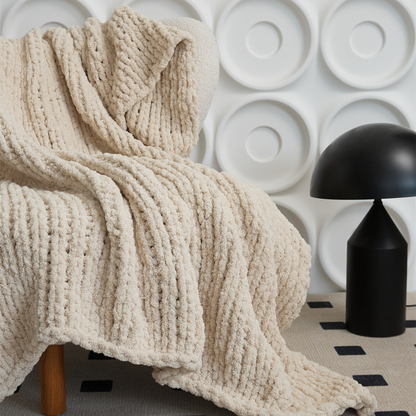 Super Soft Chunky Chenille Yarn Knit Throw Blanket