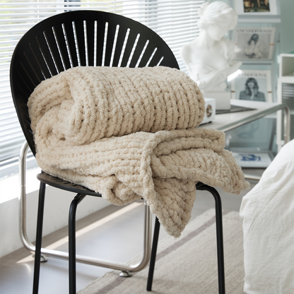 Super Soft Chunky Chenille Yarn Knit Throw Blanket