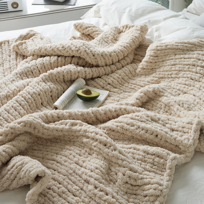 Super Soft Chunky Chenille Yarn Knit Throw Blanket