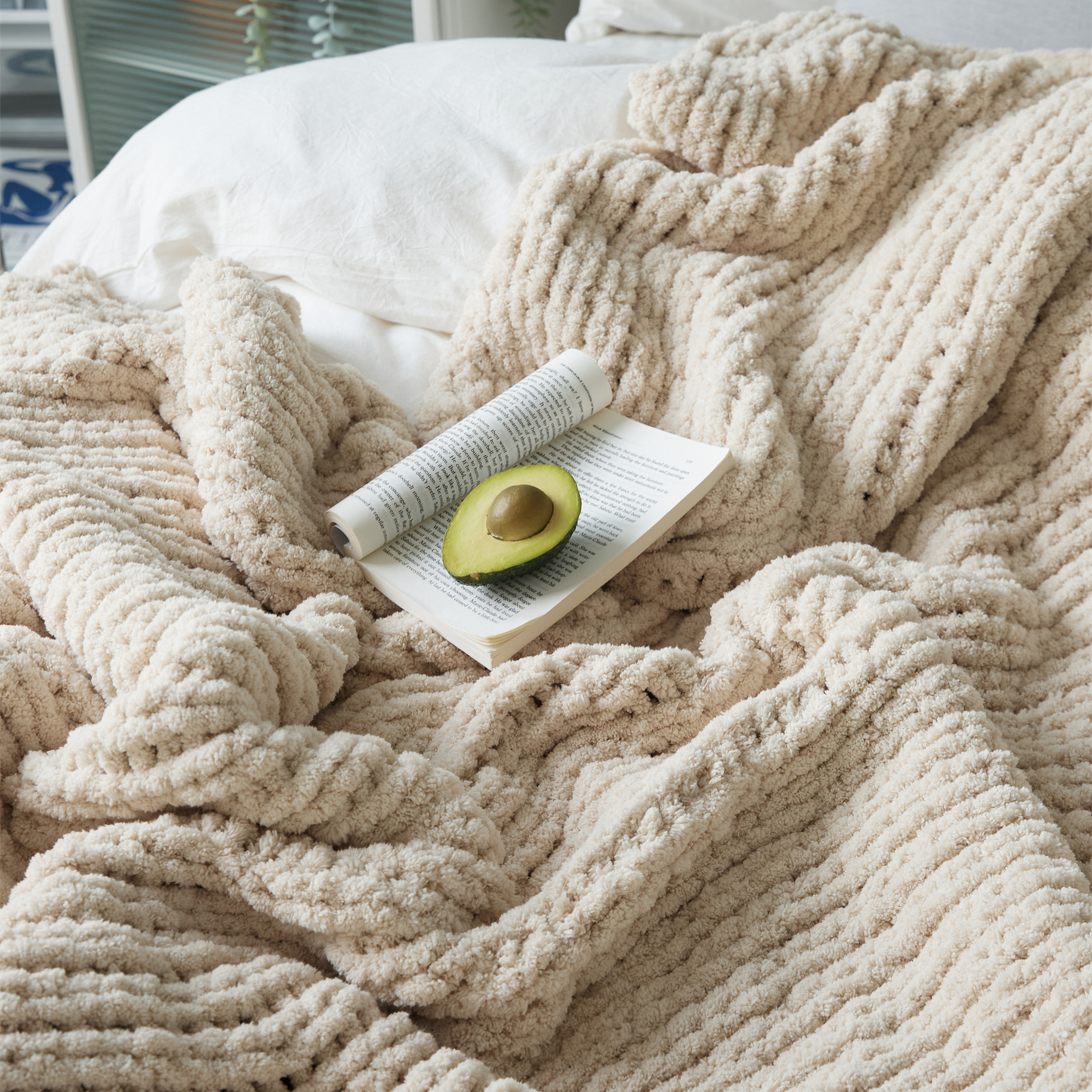 Super Soft Chunky Chenille Yarn Knit Throw Blanket