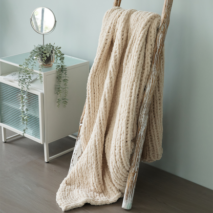 Super Soft Chunky Chenille Yarn Knit Throw Blanket