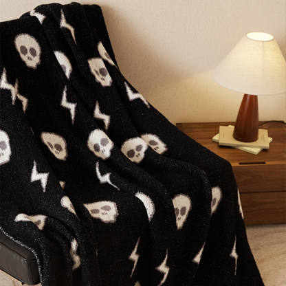 Ultra Soft Cozy Halloween Spooky Skeletons Accent Knitted Throw Blanket