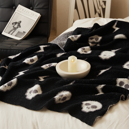 Ultra Soft Cozy Halloween Spooky Skeletons Accent Knitted Throw Blanket