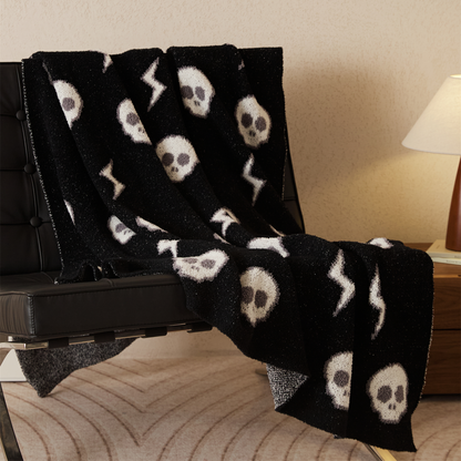 Ultra Soft Cozy Halloween Spooky Skeletons Accent Knitted Throw Blanket