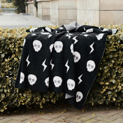 Ultra Soft Cozy Halloween Spooky Skeletons Accent Knitted Throw Blanket