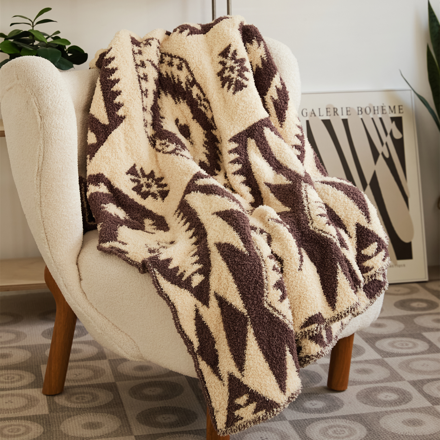 Geometric Pattern Ultra Soft Warm Velvet Holiday Throw Blanket