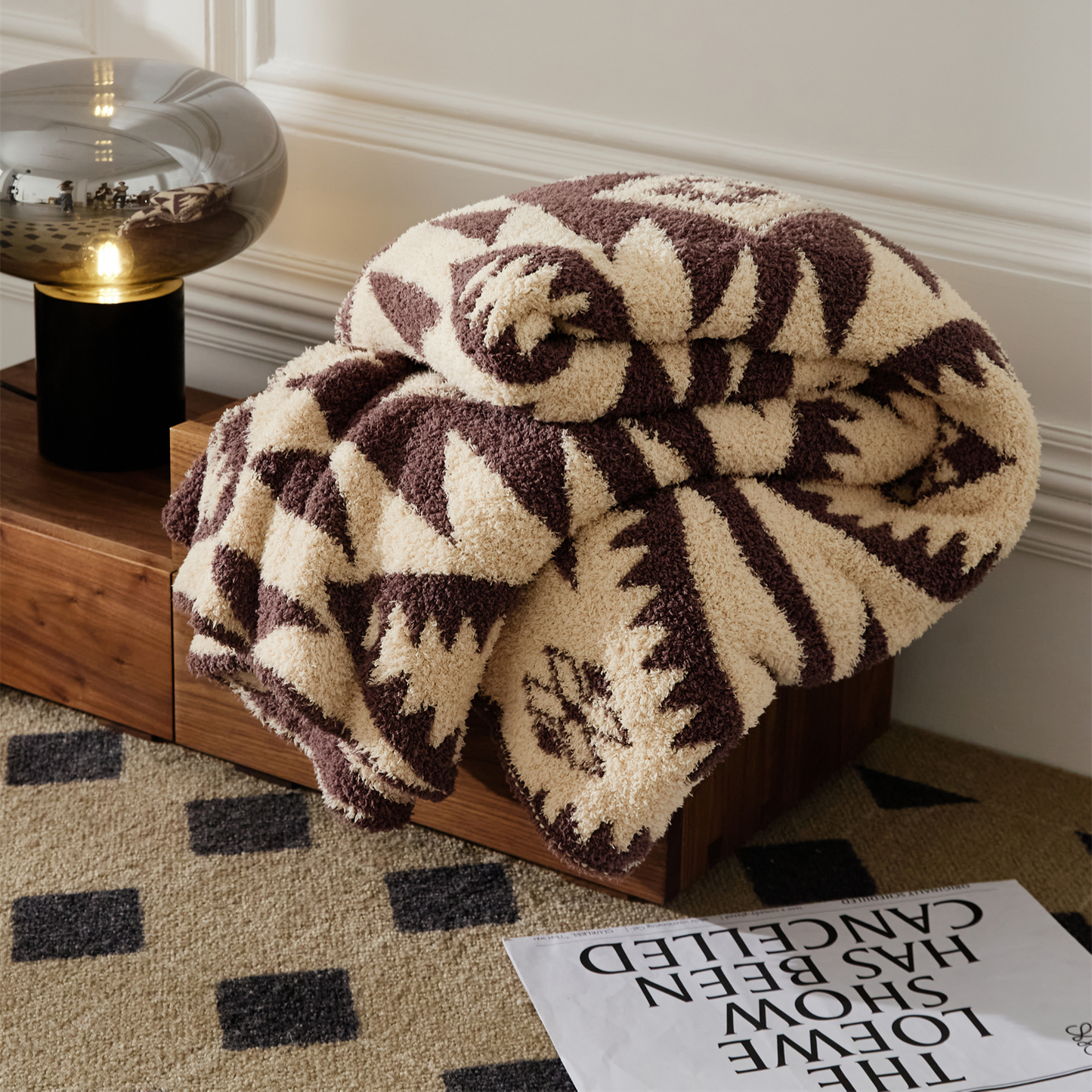 Geometric Pattern Ultra Soft Warm Velvet Holiday Throw Blanket