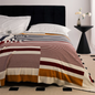 Unique Stripe Pattern Knitted Throw Blanket for Bed Sofa Living Room