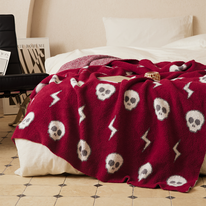 Ultra Soft Cozy Halloween Spooky Skeletons Accent Knitted Throw Blanket