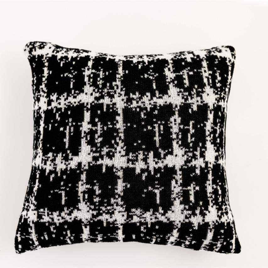 Wool Blend Black And White Decorative Throw Pillow Cover