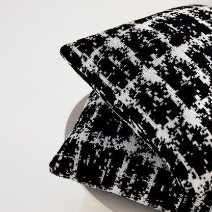 Wool Blend Black And White Decorative Throw Pillow Cover