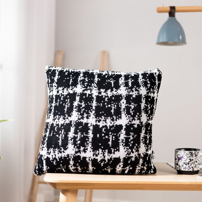 Wool Blend Black And White Decorative Throw Pillow Cover