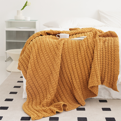 Solid Chunky Knit Throw Blanket for Couch Bedroom